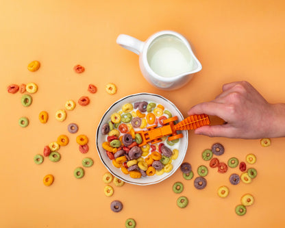 Constructive Eating Utensil Set: Tractors, Orange