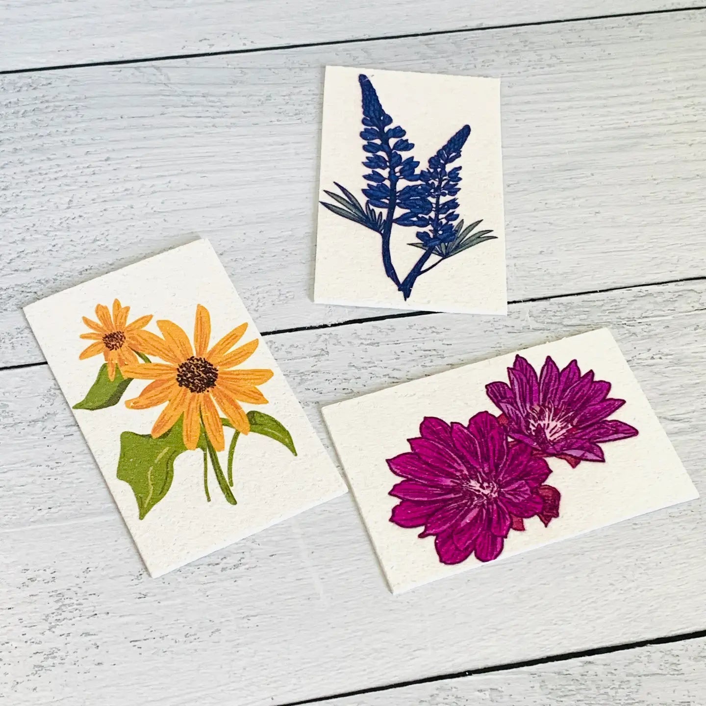 Corvidae Compostable Pop-Up Sponges (Set of 3): Wildflowers