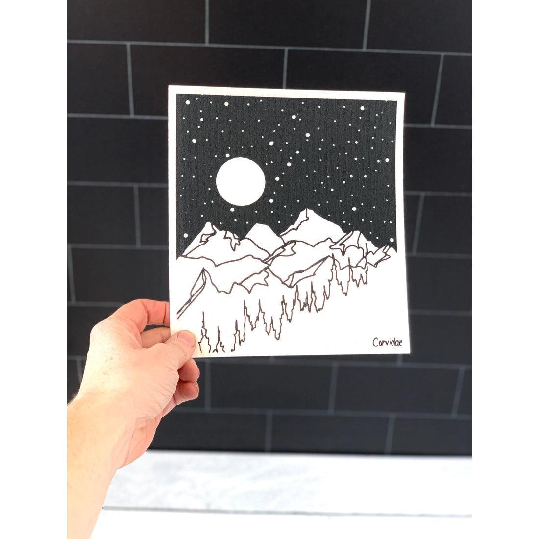 Corvidae Swedish Dishcloth: Moon Mountain