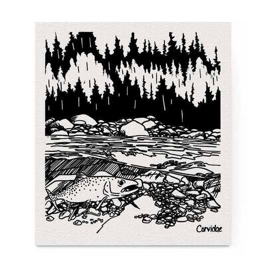 Corvidae Swedish Dishcloth: Trout