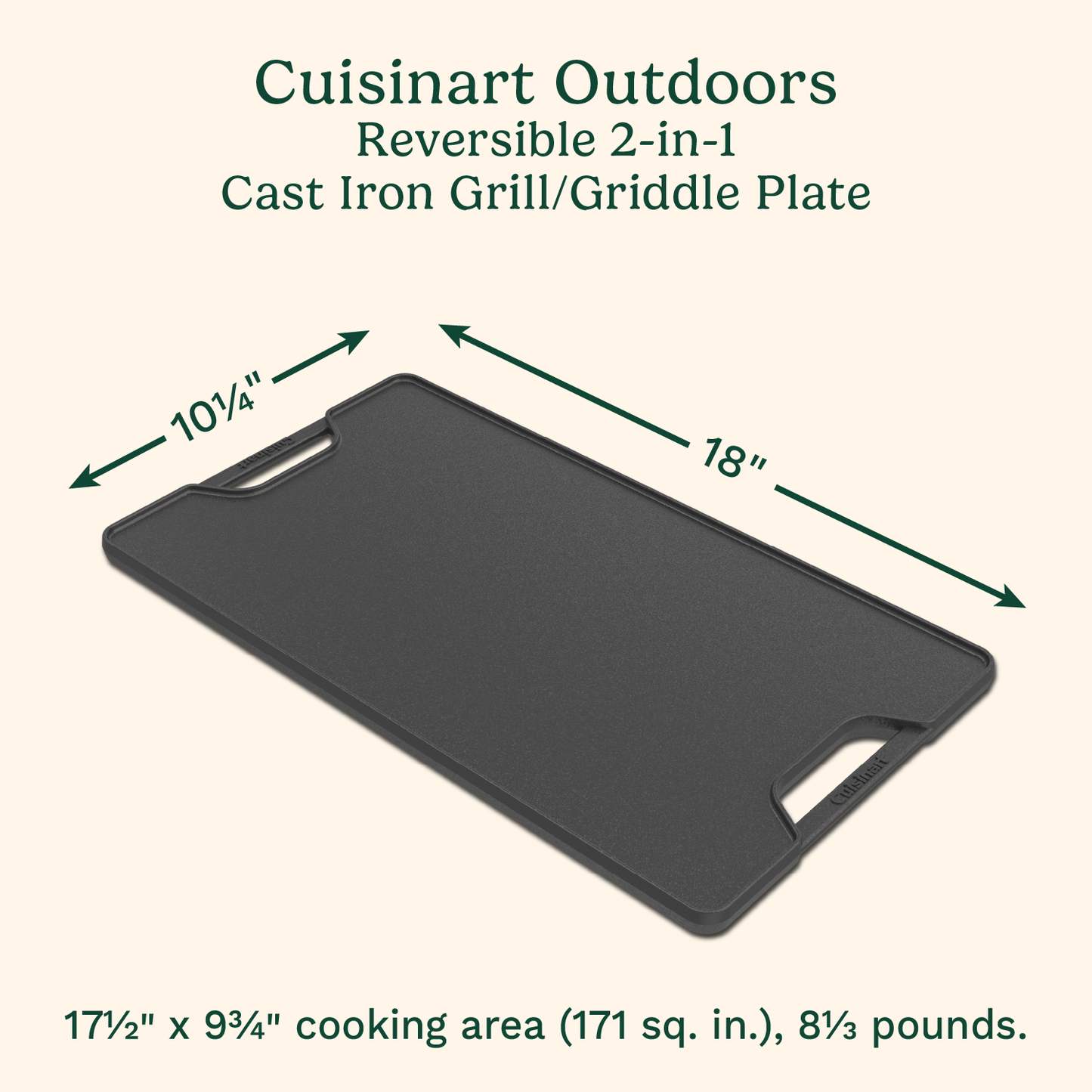 Cuisinart Reversible 2-in-1 Cast Iron Grill / Griddle Plate