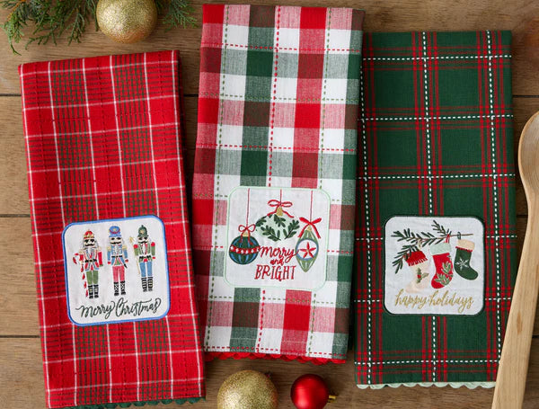 DII Embellished Dishtowel: Holiday Stockings