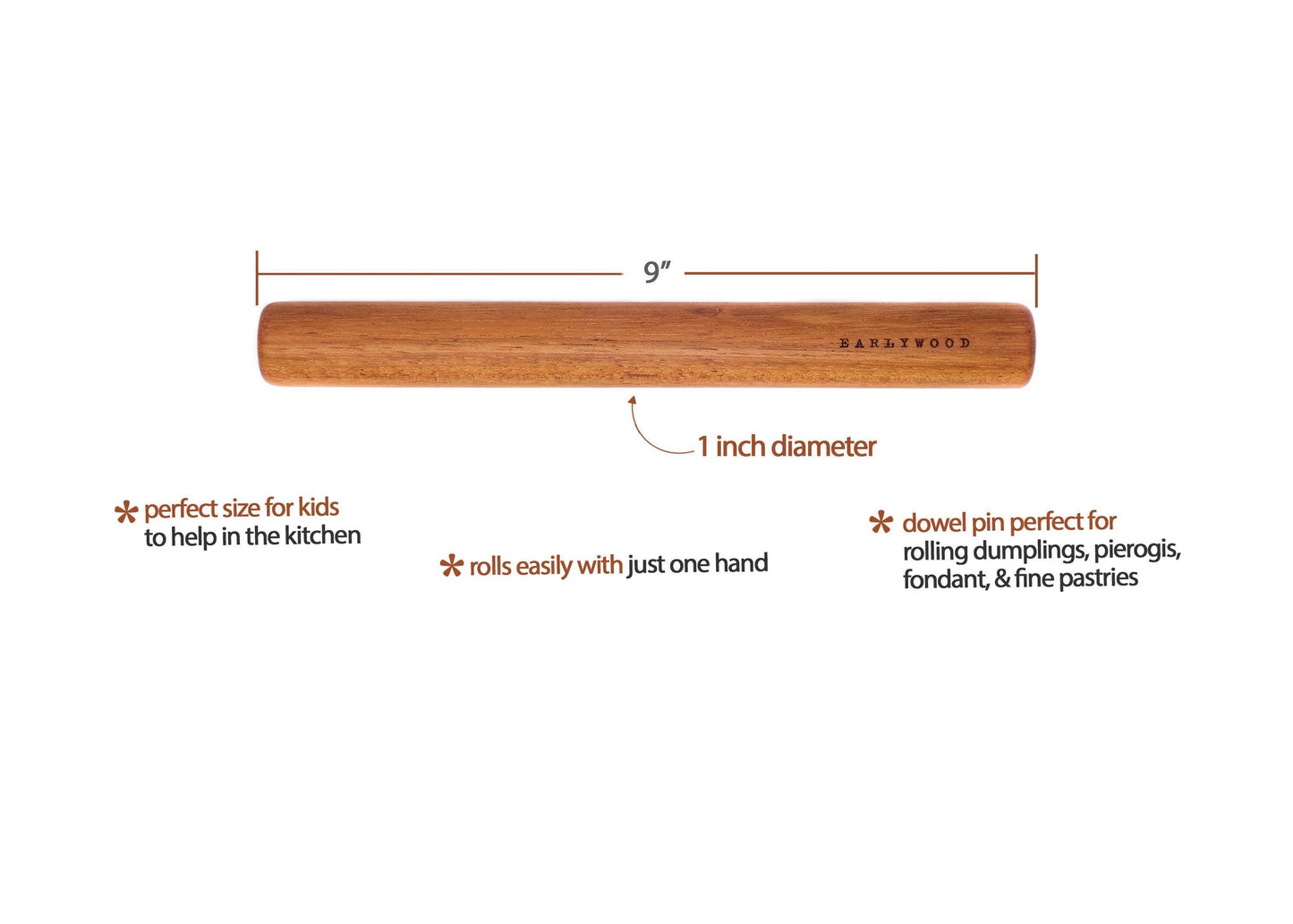 Earlywood Dumpling Pin: Jatoba, Ebony, Maple Stripe