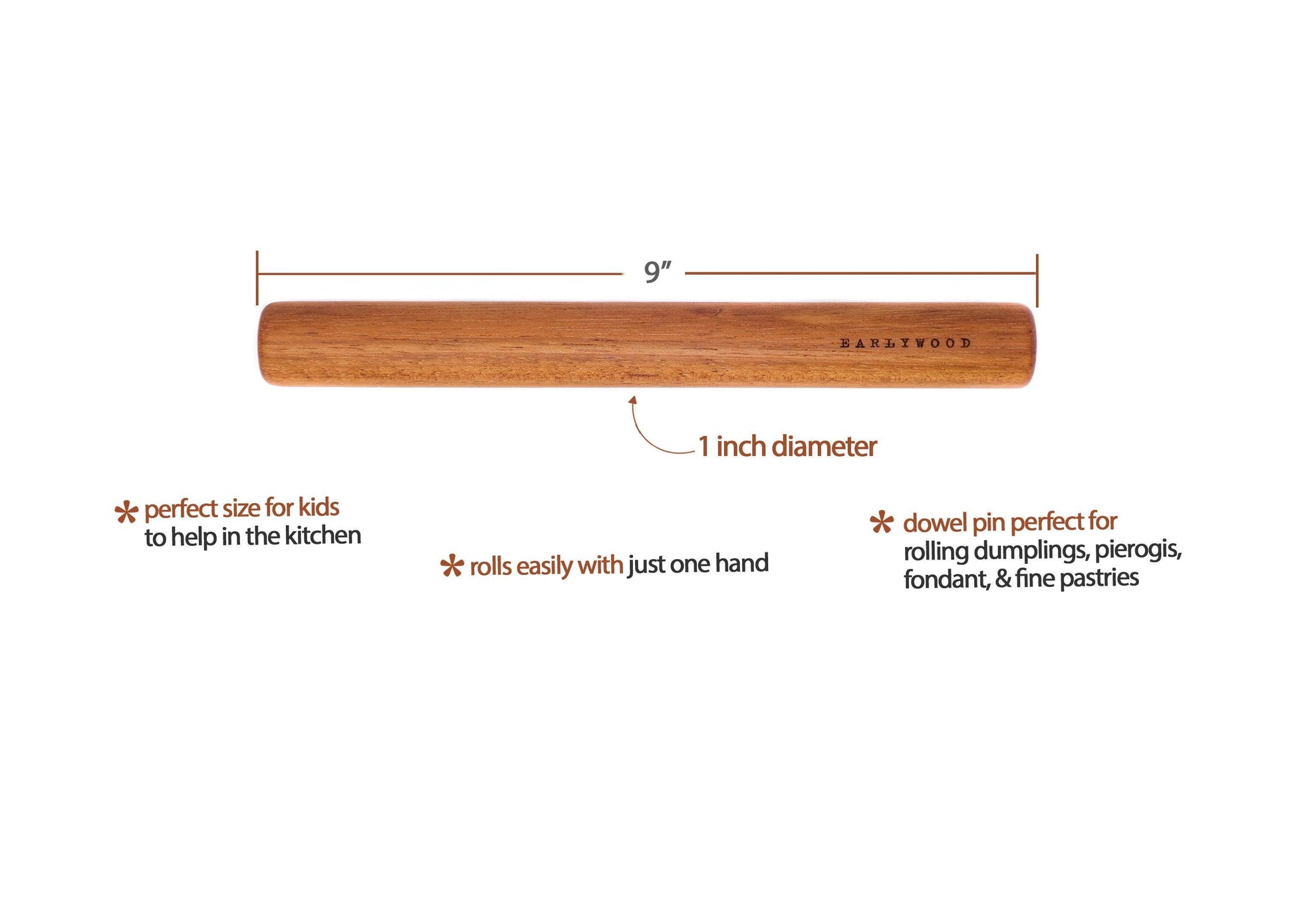 Earlywood Dumpling Pin: Jatoba, Ebony, Maple Stripe