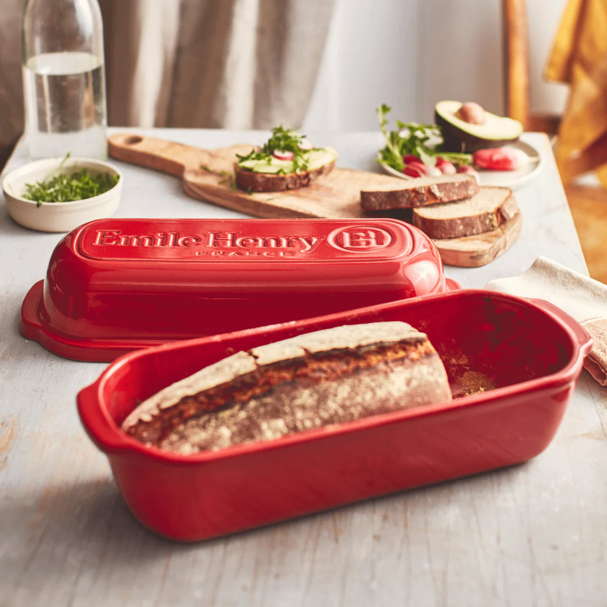 Emile Henry Bread Baker: Italian / Pullman, Poppy Red