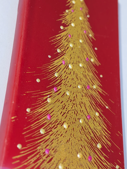 Flatyz Candle: Gold Christmas Tree on Red
