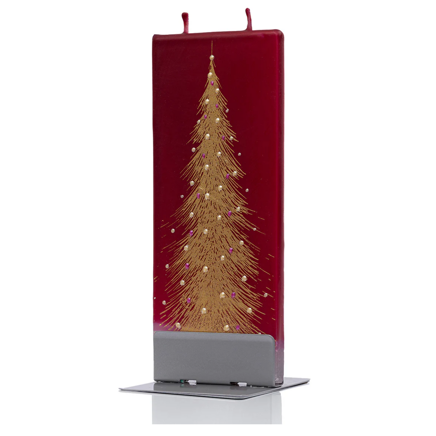Flatyz Candle: Gold Christmas Tree on Red
