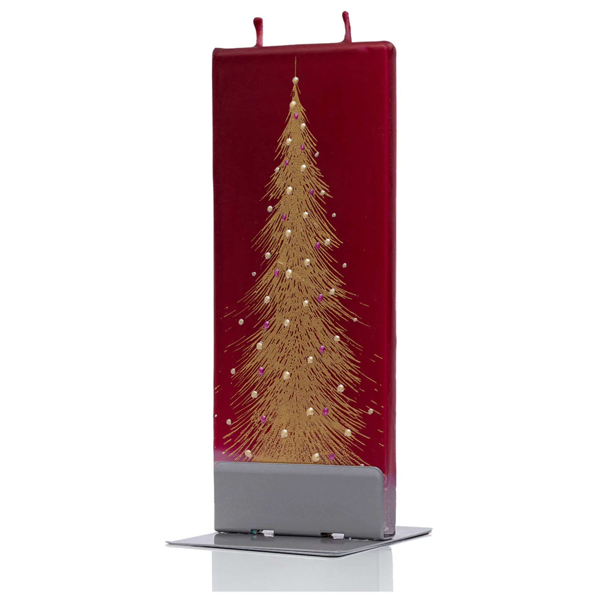 Flatyz Candle: Gold Christmas Tree on Red