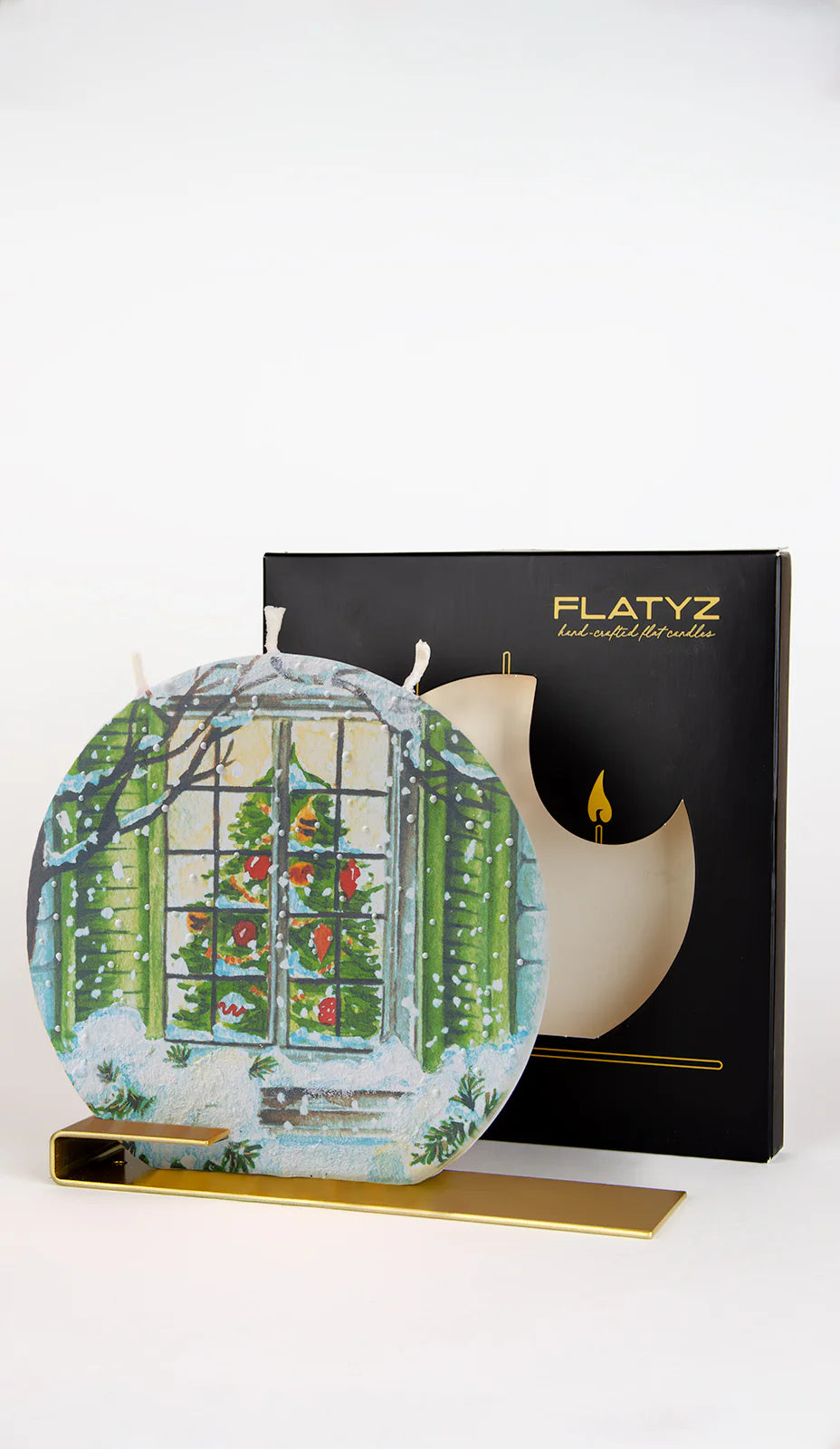 Flatyz Round Candle: Christmas Tree in Window