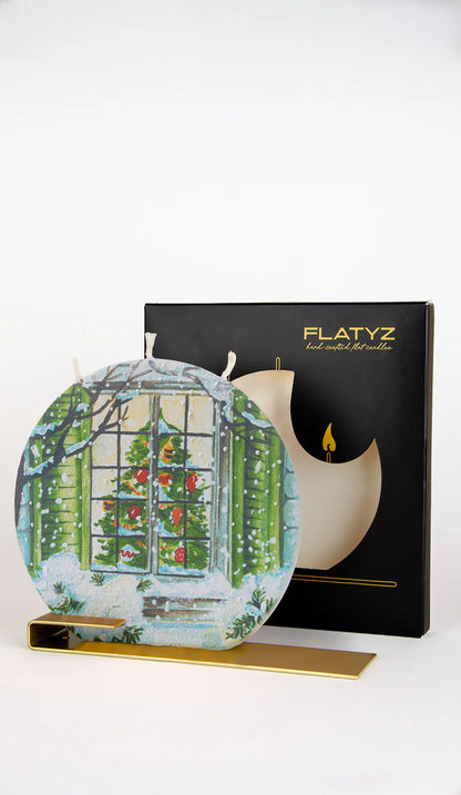 Flatyz Round Candle: Christmas Tree in Window