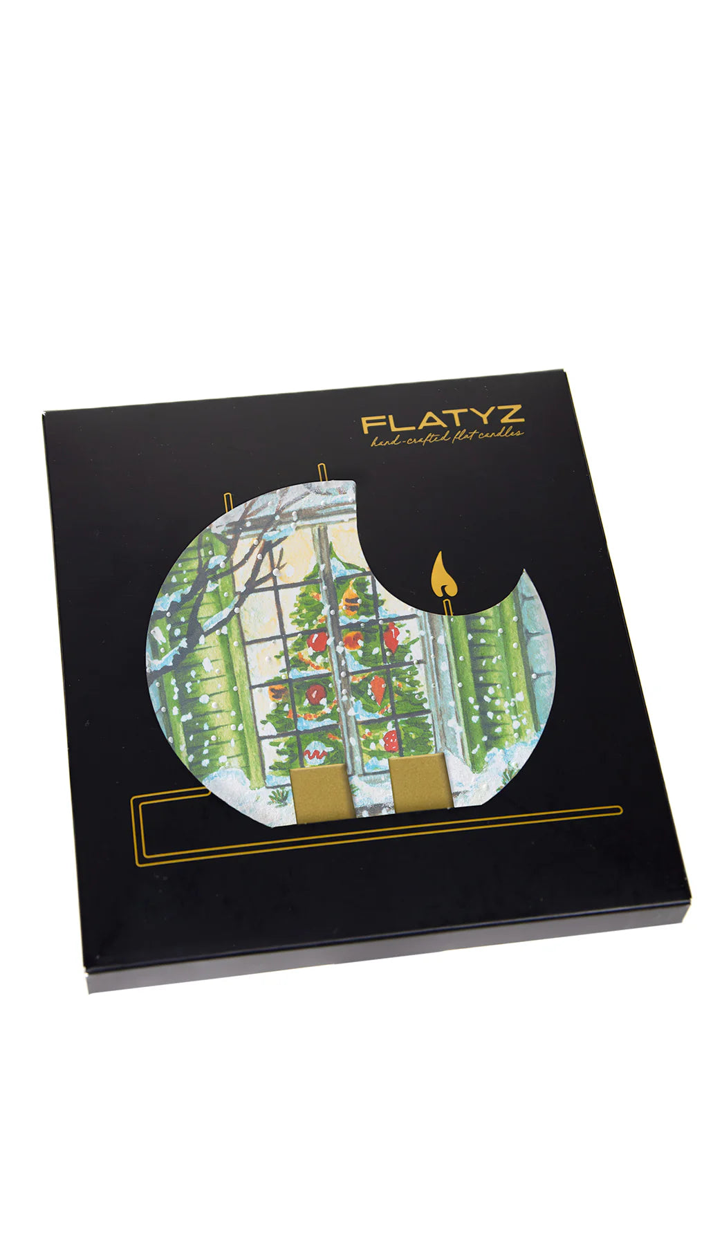 Flatyz Round Candle: Christmas Tree in Window