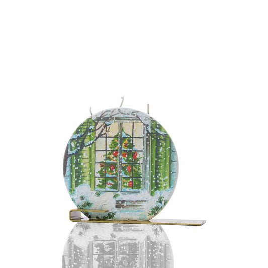 Flatyz Round Candle: Christmas Tree in Window