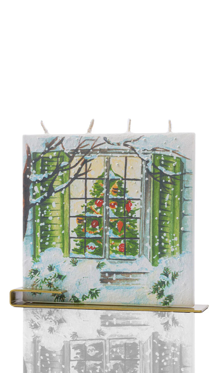 Flatyz Square Candle: Christmas Tree in Window