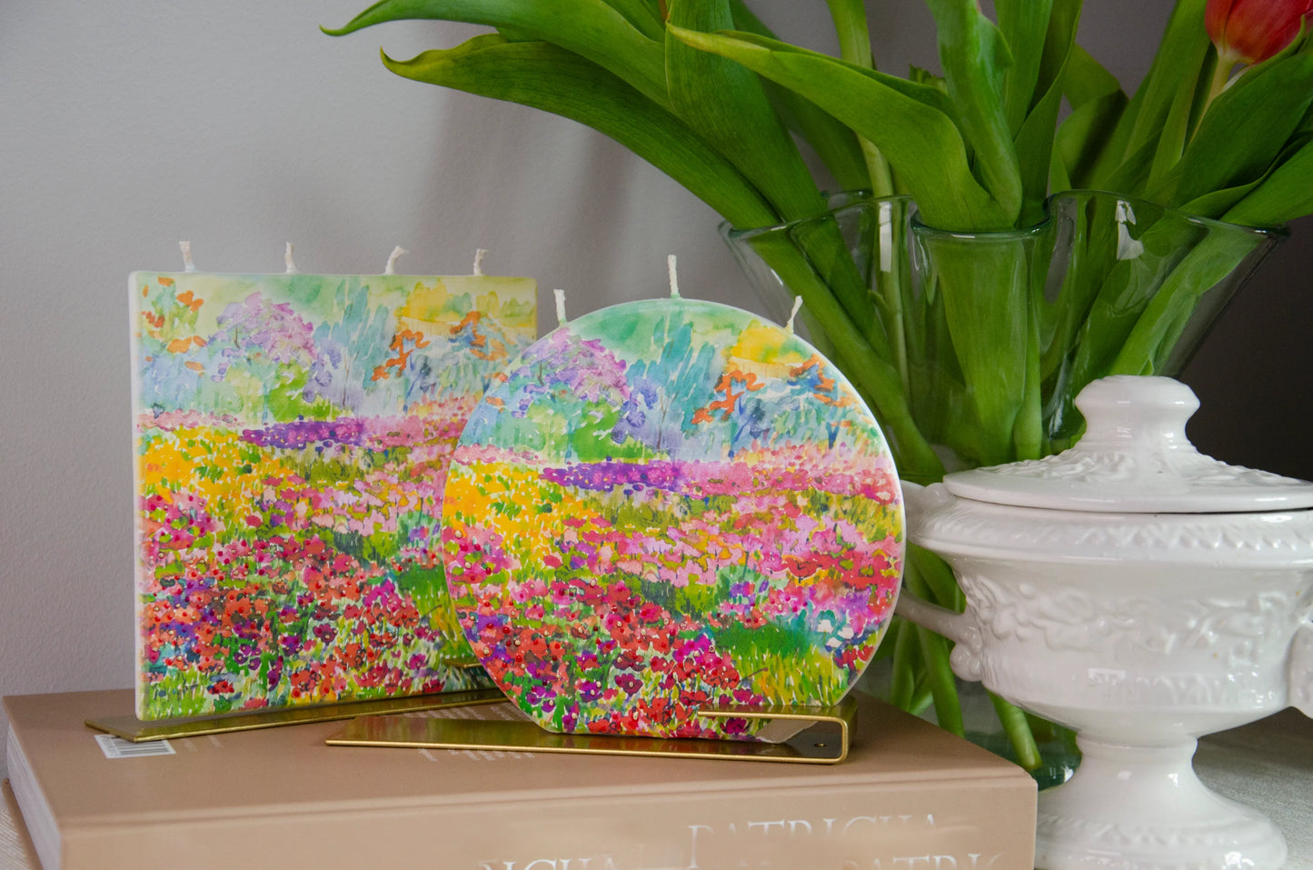 Flatyz Square Candle: Colorful Field of Wild Flowers