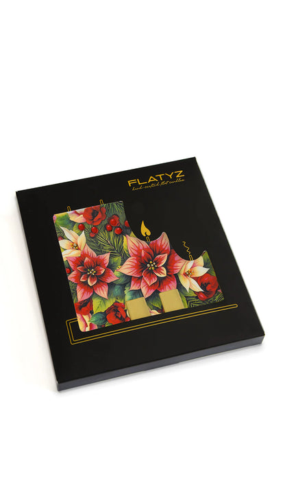 Flatyz Square Candle: Red Pointsettias & Christmas Florals
