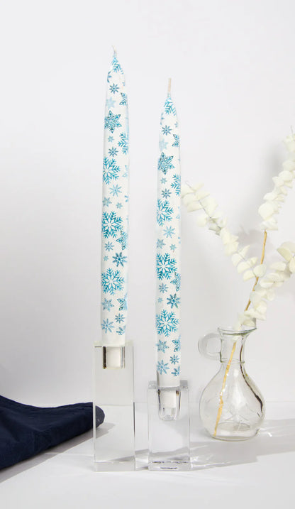 Flatyz Tapers (Set of 2): Blue Snowflakes