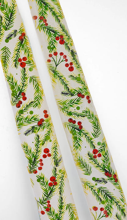 Flatyz Tapers (Set of 2): Christmas Pine Needles and Berries