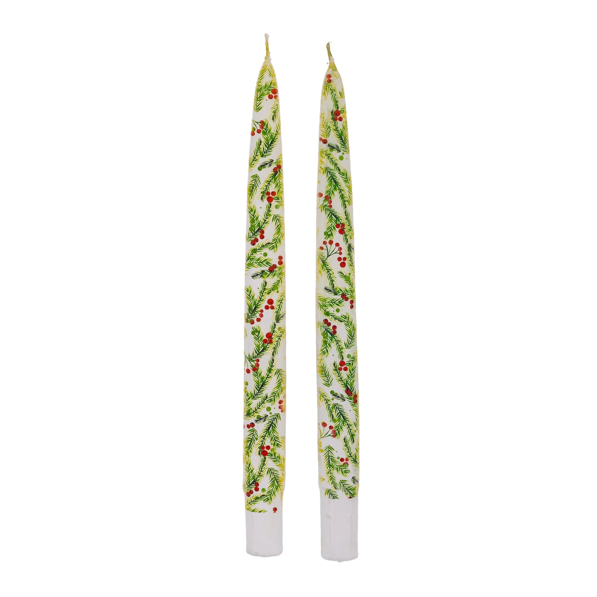 Flatyz Tapers (Set of 2): Christmas Pine Needles and Berries