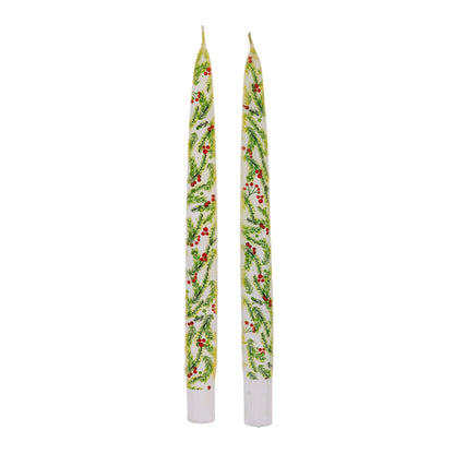 Flatyz Tapers (Set of 2): Christmas Pine Needles and Berries