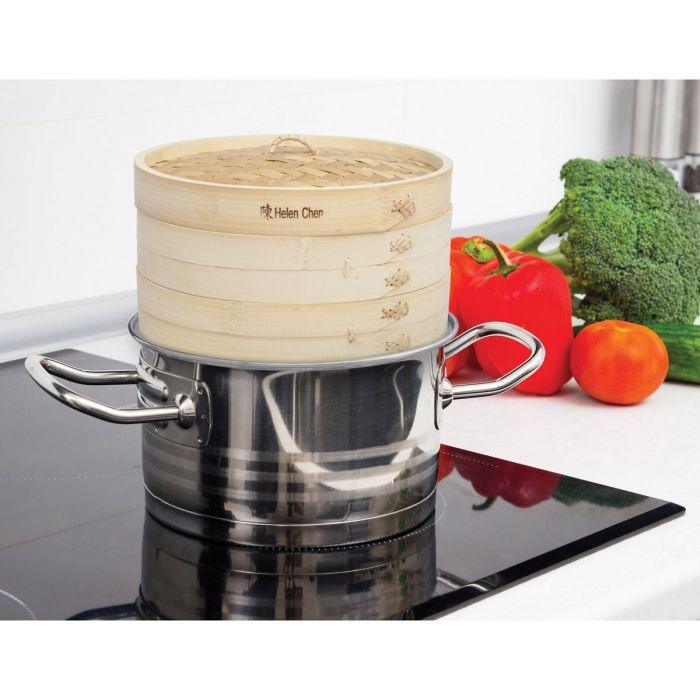 Helen's Asian Kitchen Bamboo Steamer Set: 10"