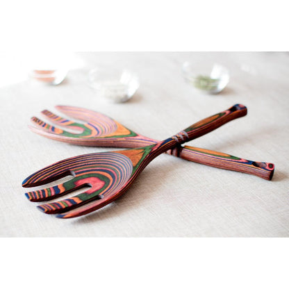 Island Bamboo Salad Servers: Rainbow