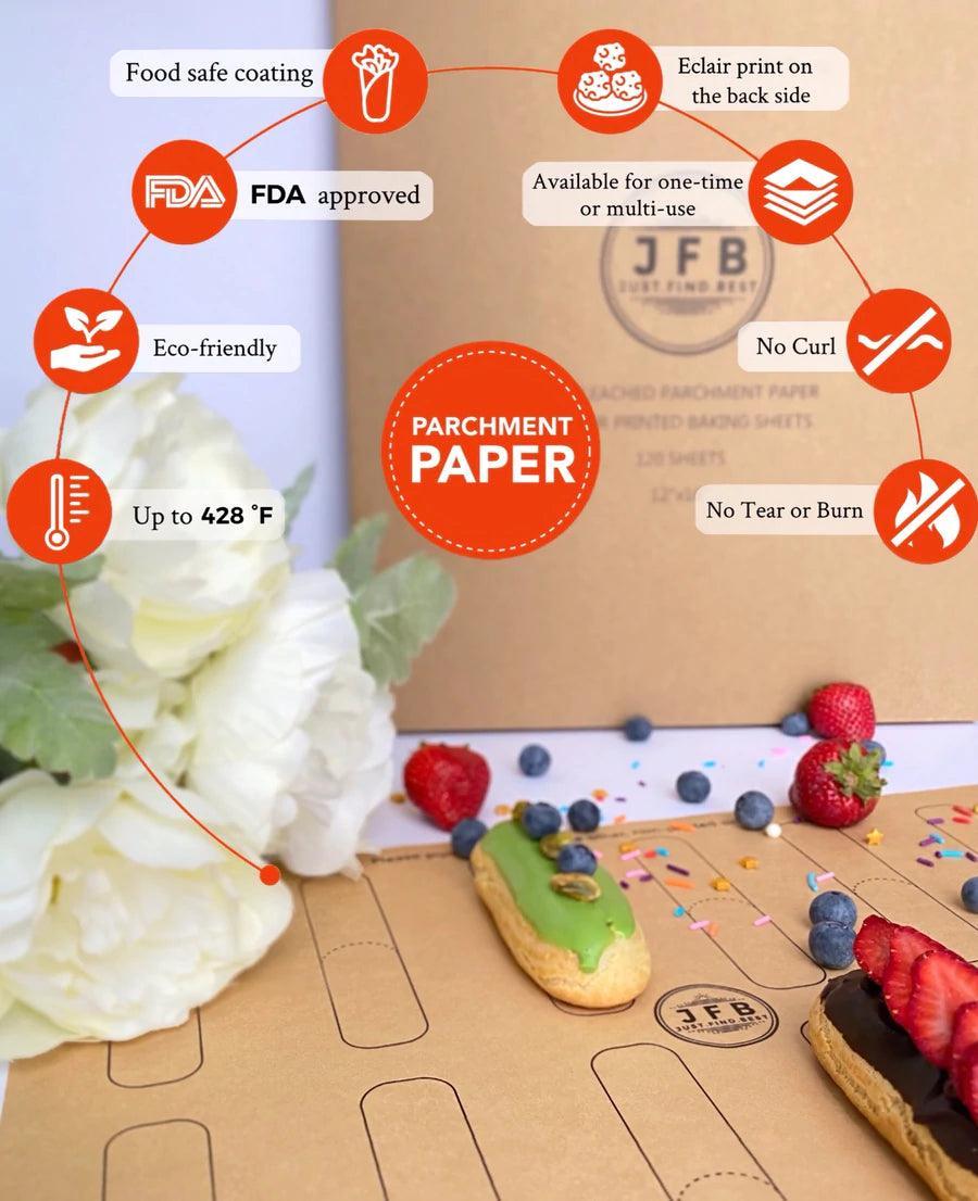 Just.Find.Best Pre-Cut Parchment Paper: 12" x 16", Eclair Printed