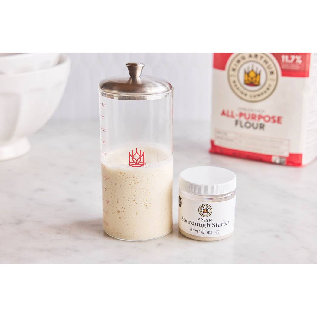 King Arthur Petite Glass Sourdough Crock and Spatula