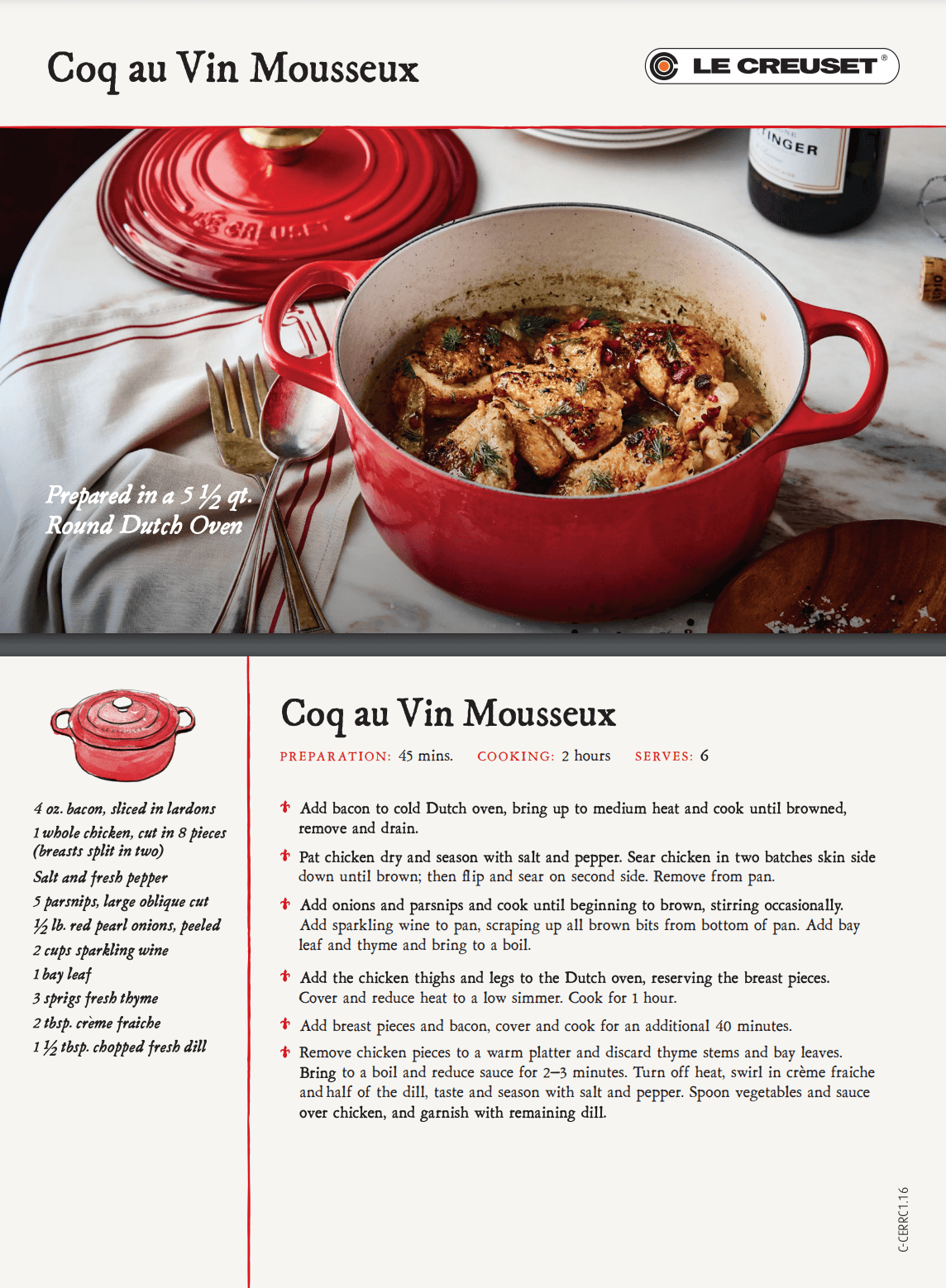 Le Creuset Round Dutch Oven: 5.5 QT, White