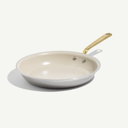 MADE IN® CeramiClad™ 2.0 Non-stick Fry Pan: 12", Antique Brass Handle