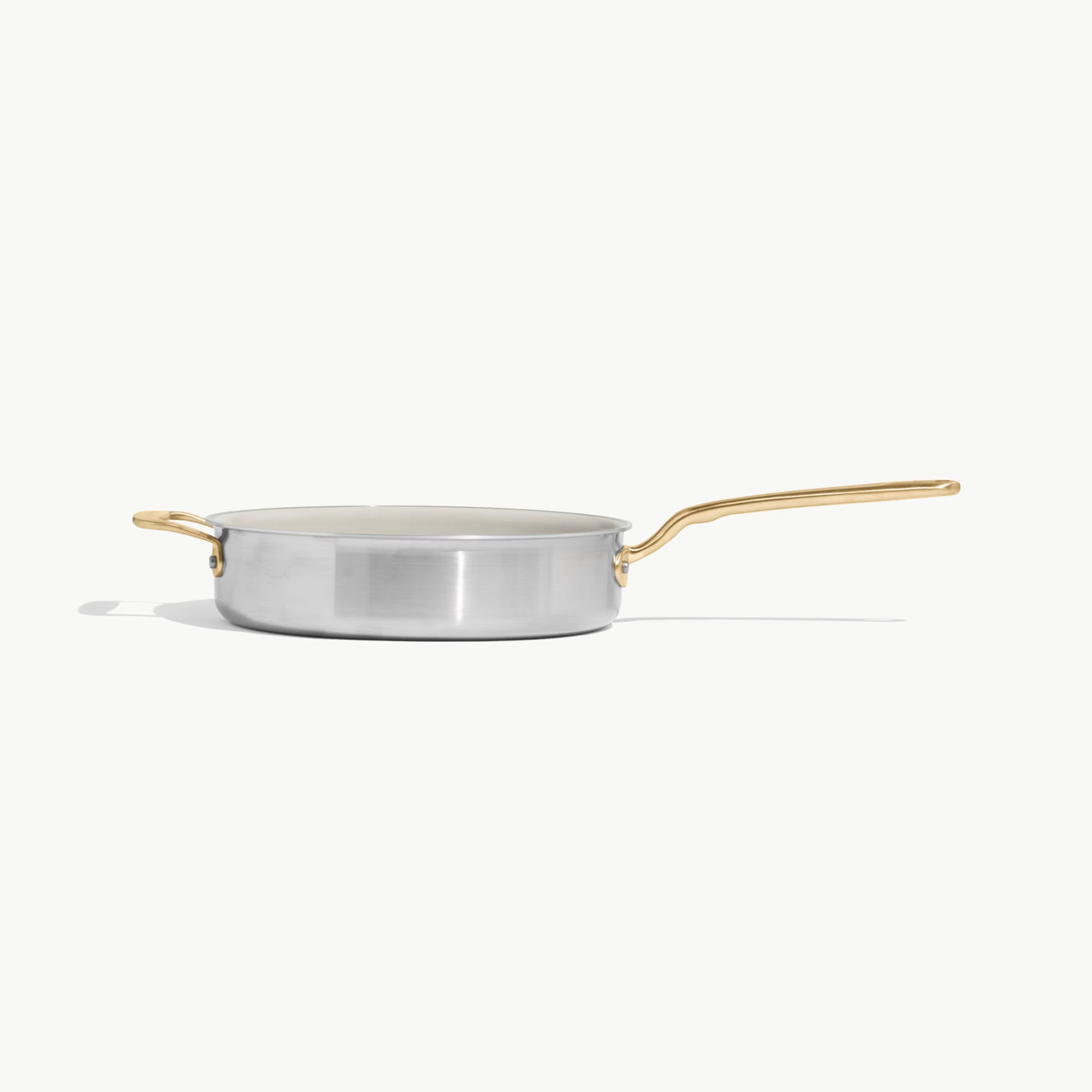 MADE IN® CeramiClad™ 2.0 Non-stick Saute Pan with Lid: 3.5 QT, Antique Brass Handle
