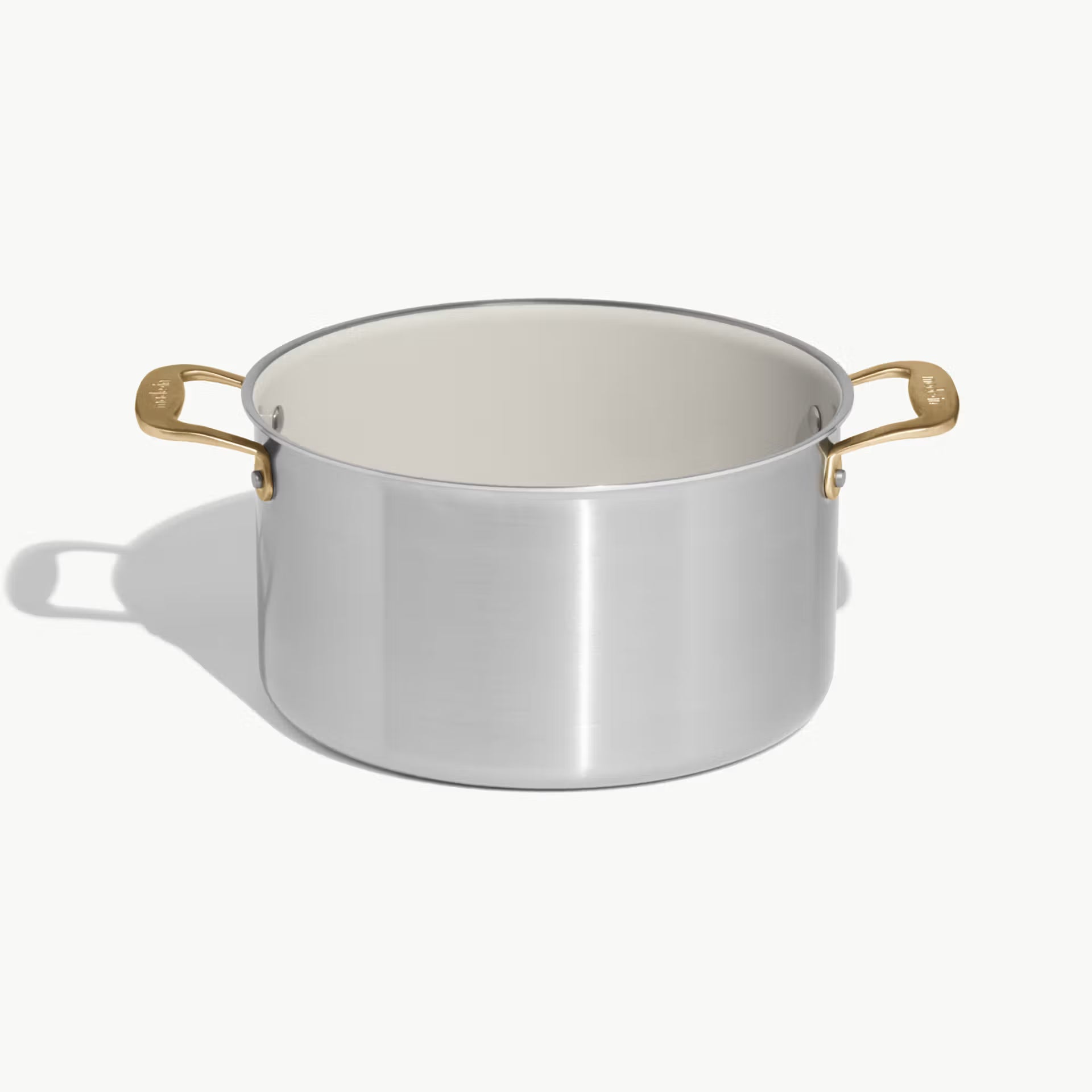 MADE IN® CeramiClad™ 2.0 Non-stick Stock Pot with Lid: 8 QT, Antique Brass Handle
