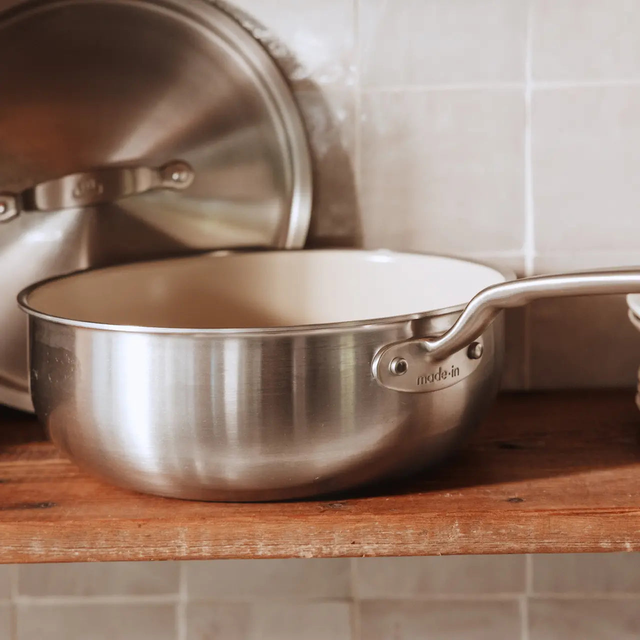 MADE IN® CeramiClad™ Non-stick Saucier with Lid: 3 QT