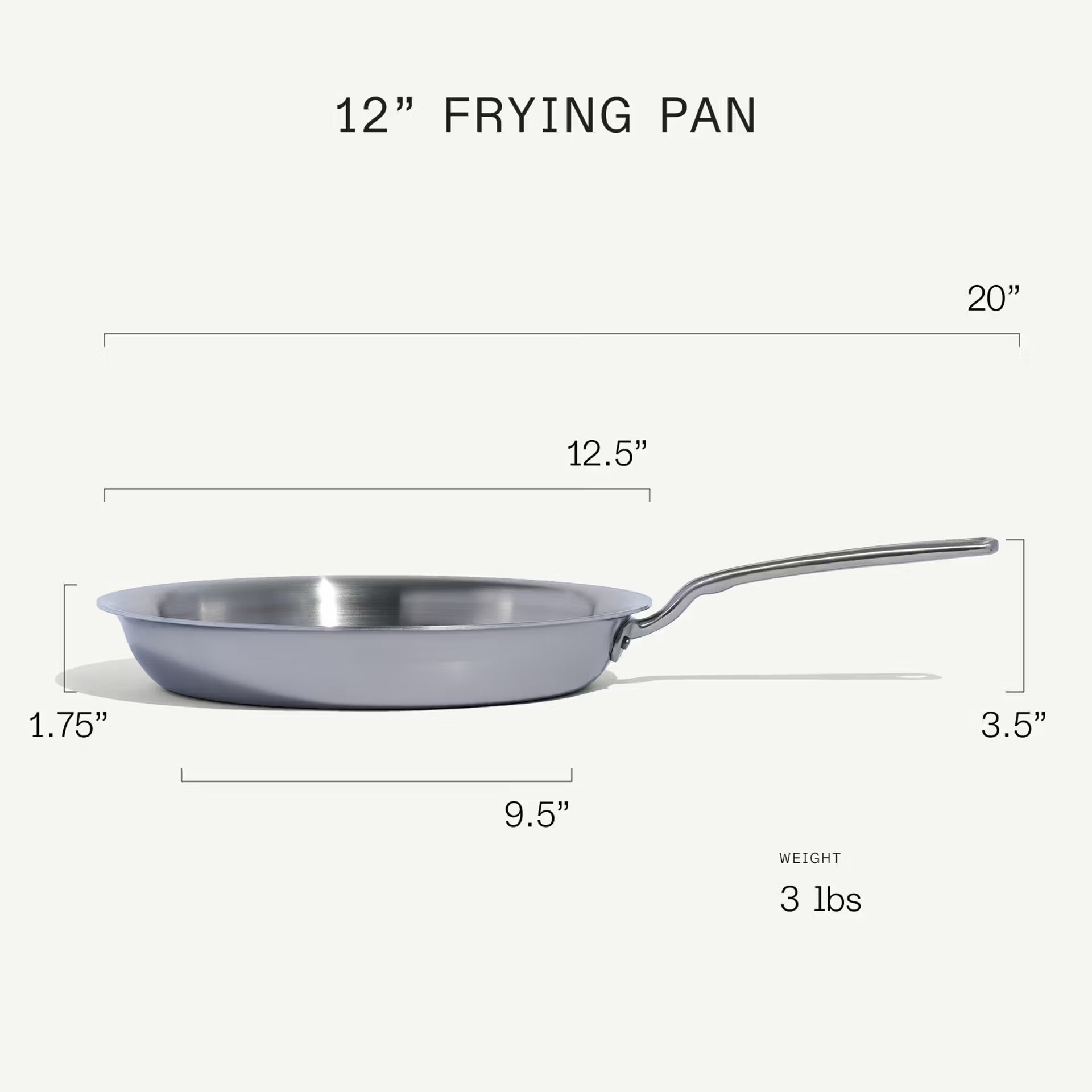MADE IN® Stainless Clad Fry Pan: 12", Antique Brass Handle
