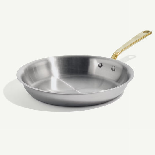 MADE IN® Stainless Clad Fry Pan: 12", Antique Brass Handle