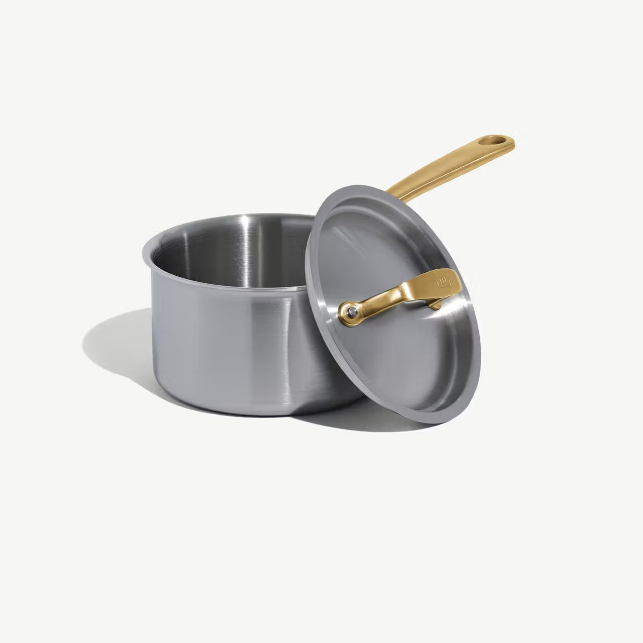 MADE IN® Stainless Clad Saucepan with Lid: 2 QT, Antique Brass Handle
