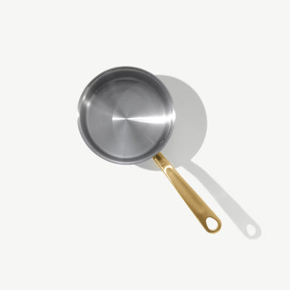 MADE IN® Stainless Clad Saucepan with Lid: 2 QT, Antique Brass Handle