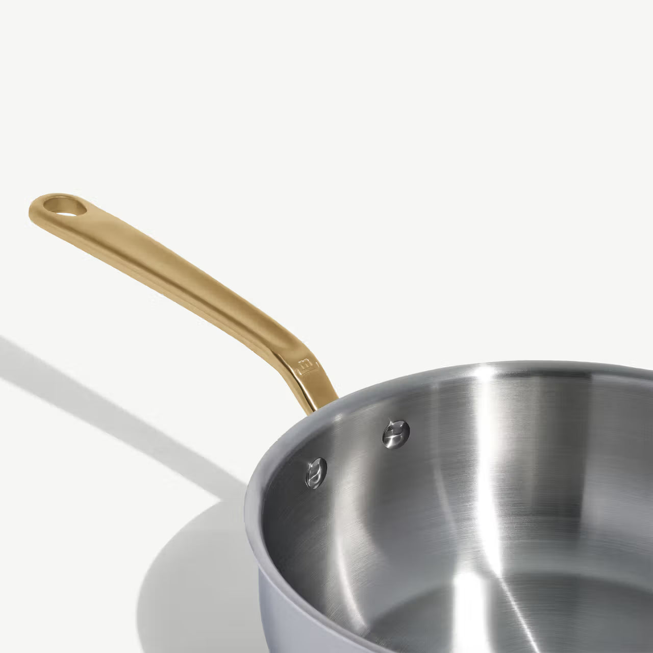 MADE IN® Stainless Clad Saucier with Lid: 3 QT, Antique Brass Handle