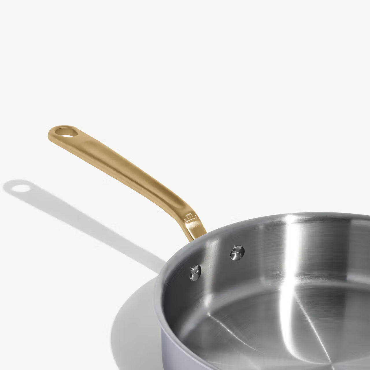 MADE IN® Stainless Clad Saute Pan with Lid: 3.5 QT, Antique Brass Handle