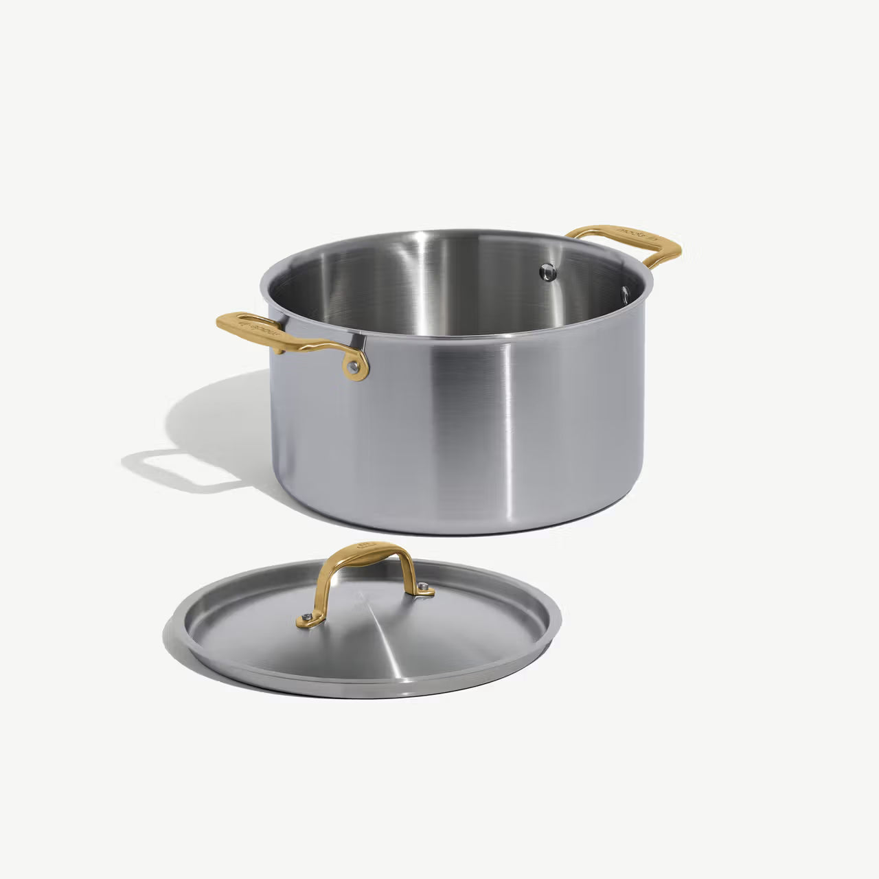 MADE IN® Stainless Clad Stock Pot with Lid:  8 QT, Antique Brass Handle