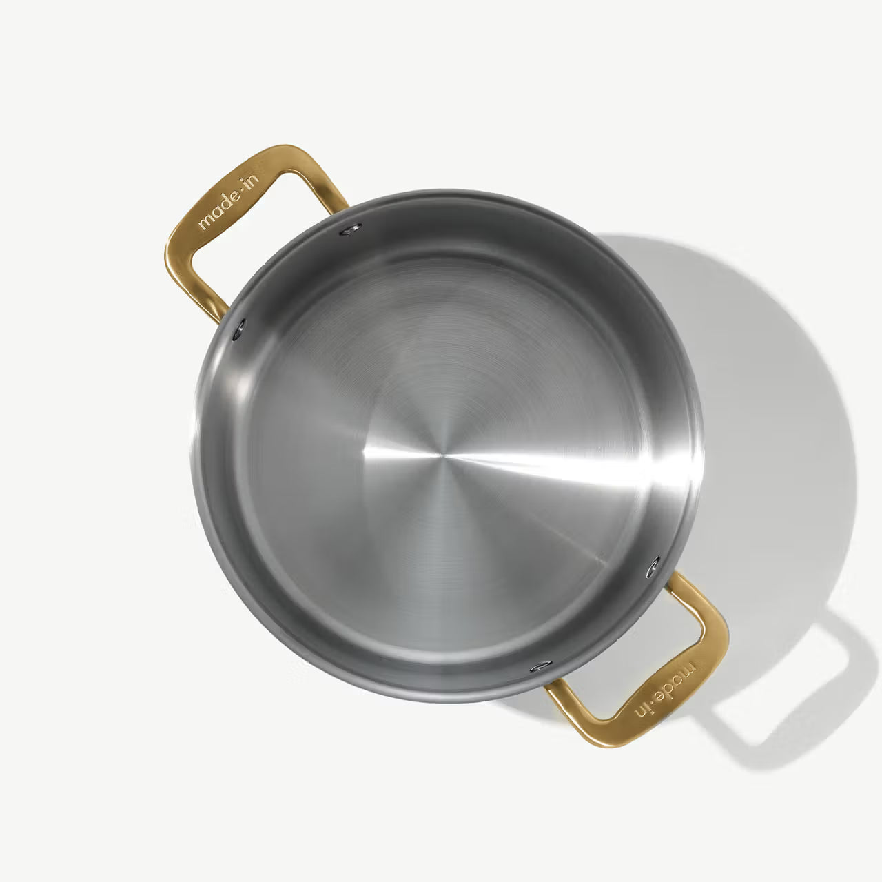 MADE IN® Stainless Clad Stock Pot with Lid:  8 QT, Antique Brass Handle