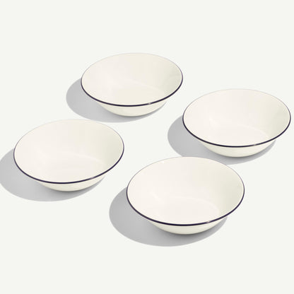 MADE IN® Tabletop Large Soup Bowls (Set of 4): Blue Rim