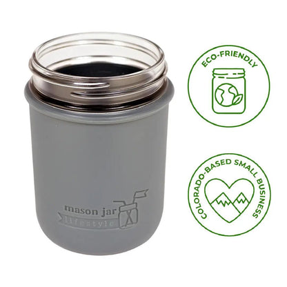Mason Jar Lifestyle Silicone Sleeve Lids: Wide Mouth Pint, Charcoal