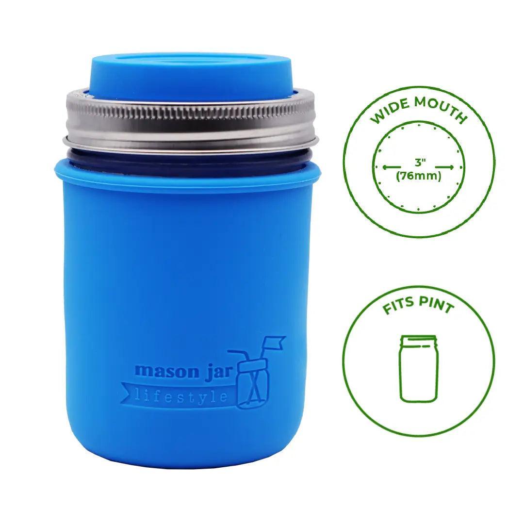 Mason Jar Lifestyle Silicone Sleeve Lids: Wide Mouth Pint, Charcoal
