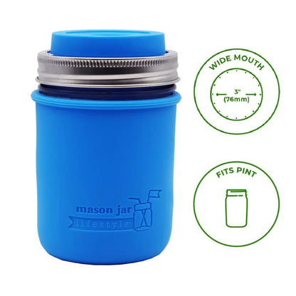 Mason Jar Lifestyle Silicone Sleeve Lids: Wide Mouth Pint, Charcoal