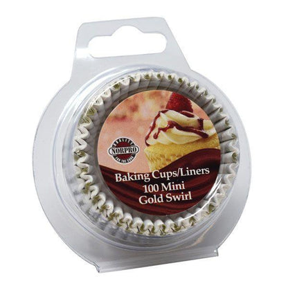 NorPro Baking Cups: Mini, Gold Swirl