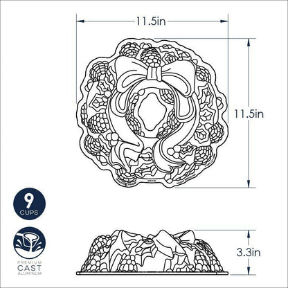 NordicWare Bundt Pan: 9 cup, Holiday Wreath