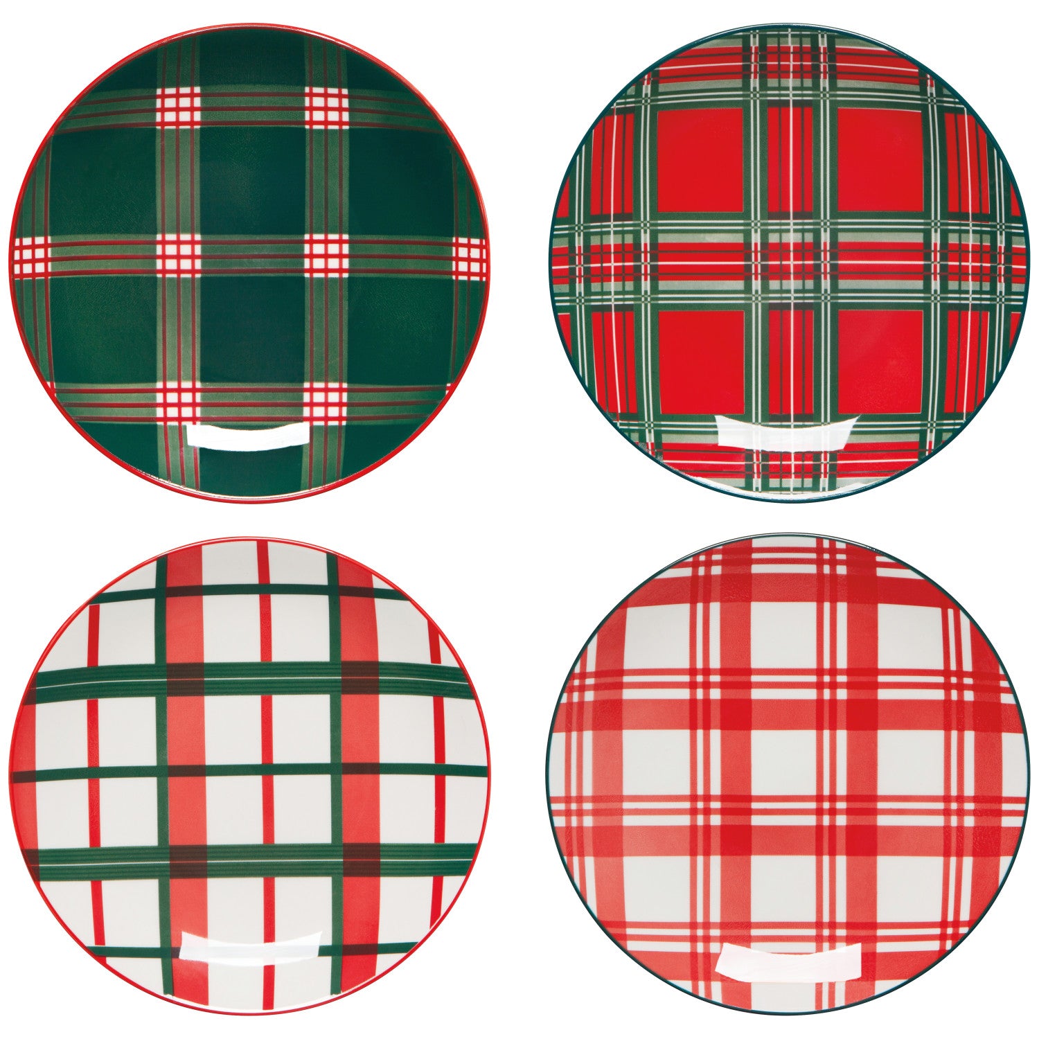 NOW Designs Appetizer Plates (Set of 4): Holiday Plaid