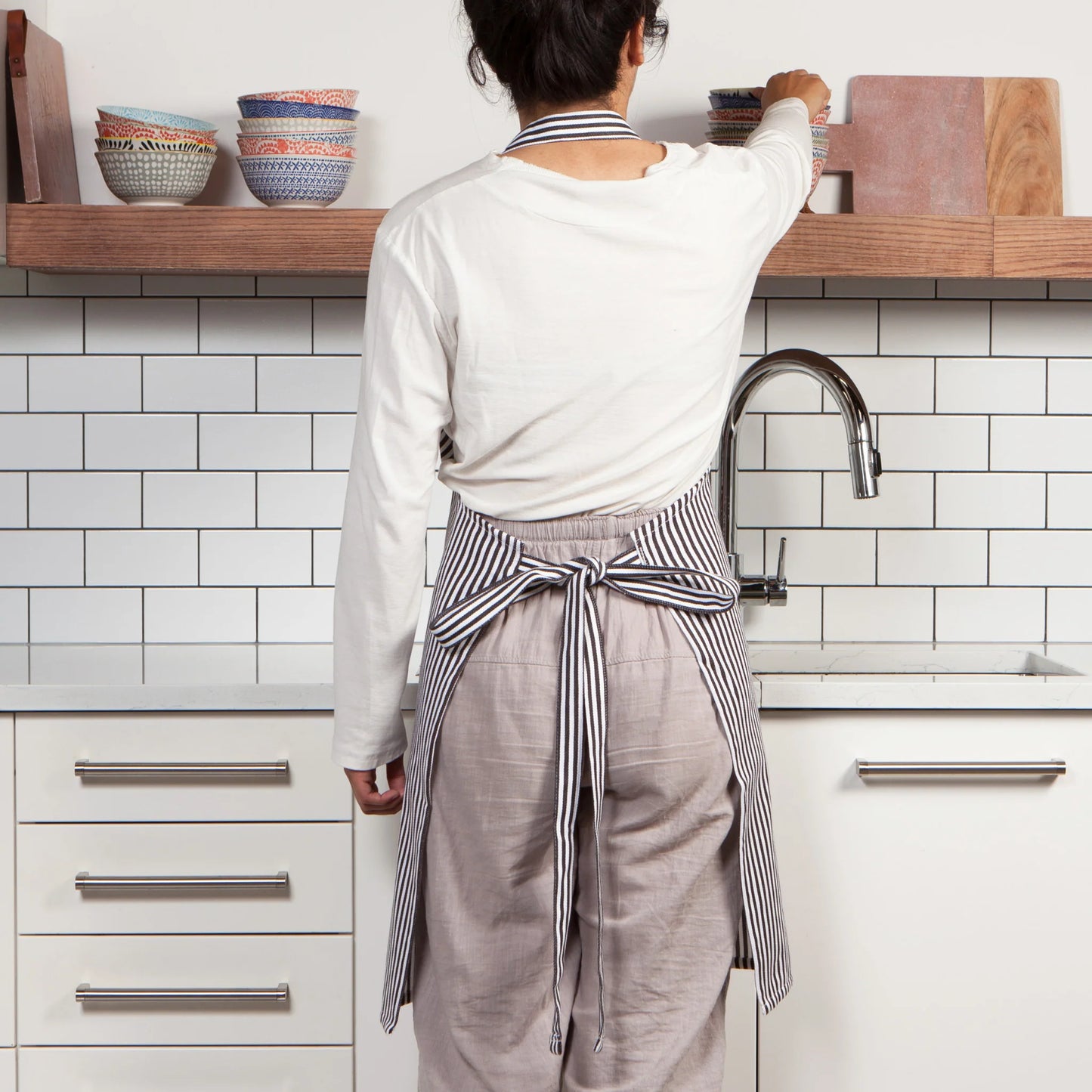 NOW Designs Apron: Chef, Narrow Black Stripe