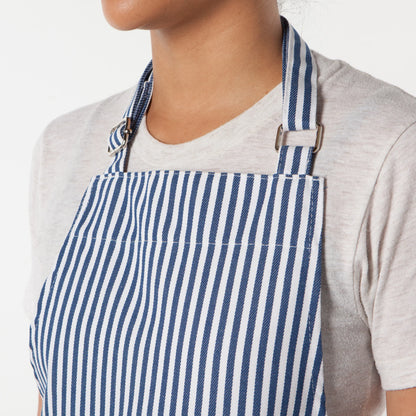 NOW Designs Apron: Chef, Narrow Royal Blue Stripe