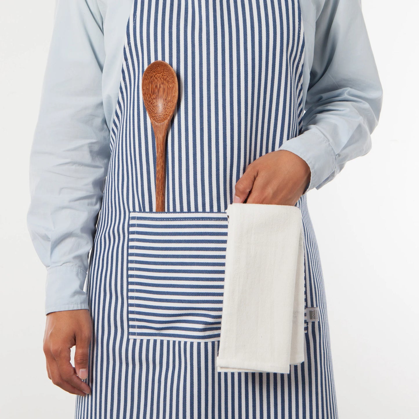 NOW Designs Apron: Chef, Narrow Royal Blue Stripe